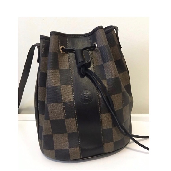 Fendi Handbags - SOLD!! Vtg Fendi Checkered Bucket Crossbody Bag